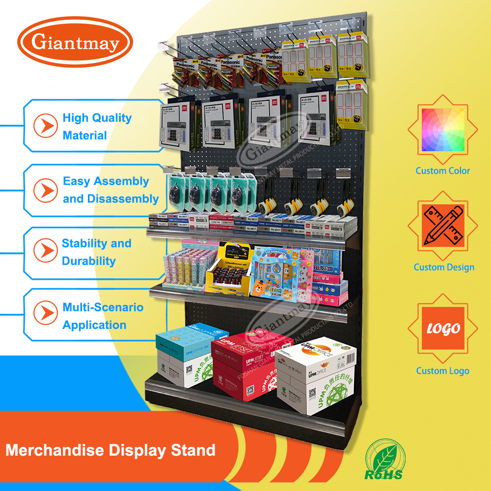 Merchandise Pegboard Metal Floor Rack Tools Shop Exhibition Product Display Stand - Image 2