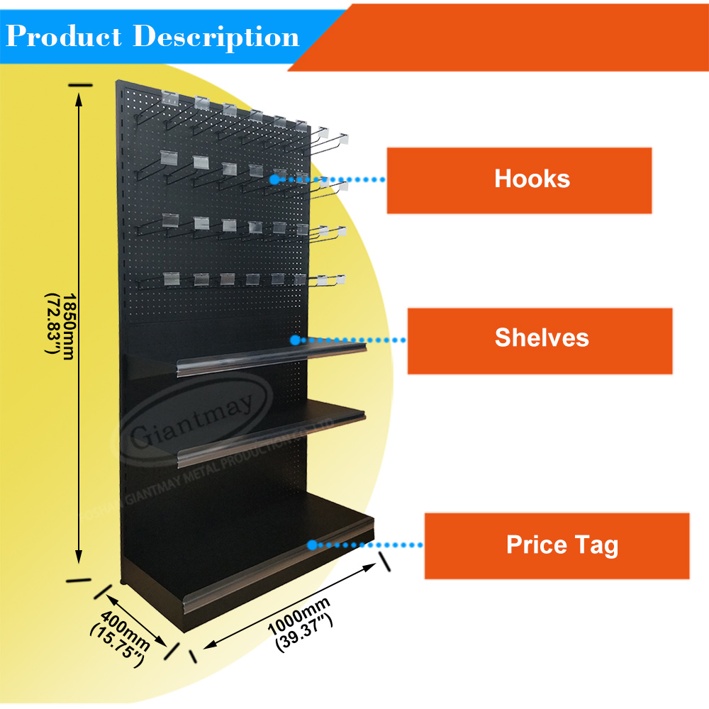Merchandise Pegboard Metal Floor Rack Tools Shop Exhibition Product Display Stand - Image 4