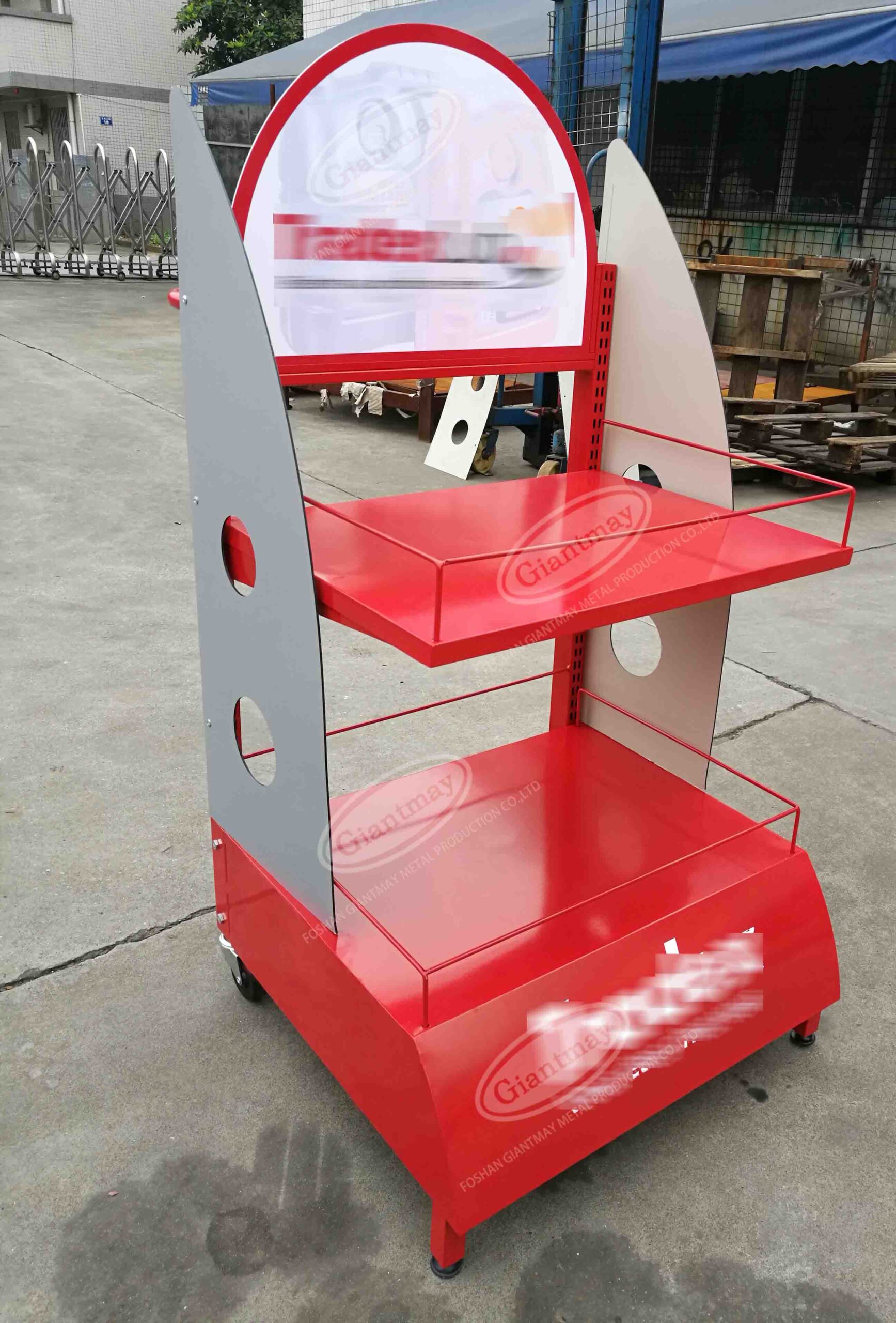 DR114 Attractive 2 Tiers Bottle Floor Standing Lubricant Motor Engine Oil Display Shelf Rack - Image 7